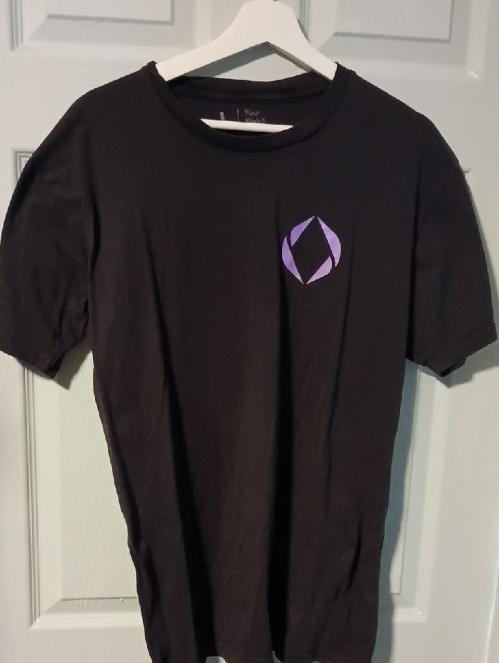 Black Men's Graphic Tee with Purple Emblem